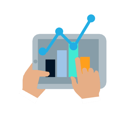 bar graph going up on tablet no background