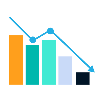 bar graph going down no background